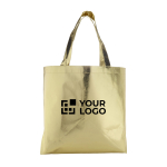 Bolsa sin tejer laminada y brillante con asas largas 80g/m² color dorado vista de impresión