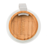 Botella de vidrio con tapón de bambú y cinta 600ml Crystal Geometric color transparente cuarta vista