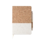 Cuaderno de corcho y lino con bolígrafo A5 hojas a rayas Greener color marrón primera vista