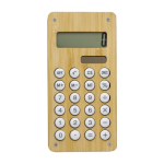 Calculadora de escritorio con panel solar con juego detrás color madera primera vista