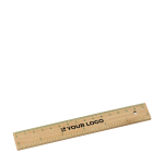 Regla promocional con centímetros y pulgadas de bambú 15cm Bamboo color marrón vista de impresión