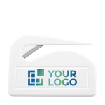 Abrecartas de plástico con hoja de metal para regalar a clientes Colors color negro vista de impresión