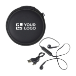 Auriculares para regalo con cable en estuche de cremallera Zipper Case color negro vista de impresión