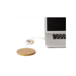 Cargador inalámbrico circular de bambú con pequeño led azul color madera sexta vista