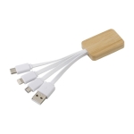 Cables de carga 3 en 1 con carcasa de bambú Multicarga Bamboo color blanco segunda vista