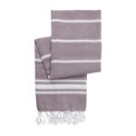 Pareo-toalla de algodón con flecos y rayas y material eco Pareo Cotton color burdeos primera vista