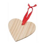 Adorno de madera con forma de corazón con cinta roja Heart color marrón segunda vista