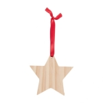 Adorno con forma de estrella en madera y lacito rojo Navideño Galaxy color marrón primera vista