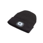 Gorro de invierno con logotipo y luz blanca COB de 3 intensidades color negro tercera vista