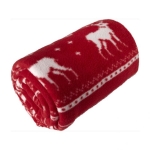 Manta polar con estampado de renos de poliéster 180 g/m2 Reindeer color rojo primera vista