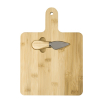 Tabla cuadrada para cortar y servir queso con cuchillo Gouda color madera segunda vista