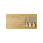 Tablas de cortar personalizadas con cuchillos y tenedor Cheese color madera tercera vista