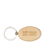 Llavero para regalo de madera ovalado con anilla metálica OvalWood color madera vista de impresión