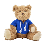Osito de peluche de poliéster suave con sudadera y ojos bordados color azul primera vista