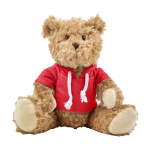 Osito de peluche de poliéster suave con sudadera y ojos bordados color rojo primera vista