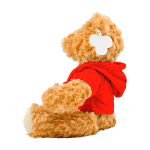 Osito de peluche de poliéster suave con sudadera y ojos bordados color rojo tercera vista