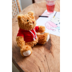 Osito de peluche de poliéster suave con sudadera y ojos bordados color rojo cuarta vista