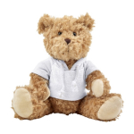 Osito de peluche de poliéster suave con sudadera y ojos bordados color blanco primera vista