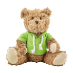 Osito de peluche de poliéster suave con sudadera y ojos bordados color verde primera vista