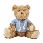 Osito de peluche de poliéster suave con sudadera y ojos bordados color azul claro primera vista
