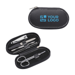 Set de manicura en estuche redondeado con 5 accesorios Deluxe color negro vista de impresión