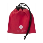 Botiquín en bolsa corporativo con cierre de cuerda y 10 accesorios Bag color rojo cuarta vista