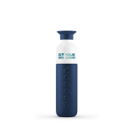 Botella publicitaria termo eco con vaso 350ml Dopper Insulated color azul oscuro vista de impresión