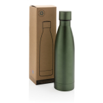 Elegante botella metálica de acero reciclado 500ml Lane Recycled color verde oscuro vista con caja
