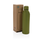 Botella promocional térmica de acero reciclado 500ml Nomad Recycled color verde militar vista con caja