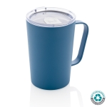 Taza térmica de acero reciclado con asa 420ml Premium Recycled color azul