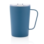 Taza térmica de acero reciclado con asa 420ml Premium Recycled color azul segunda vista