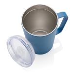 Taza térmica de acero reciclado con asa 420ml Premium Recycled color azul sexta vista