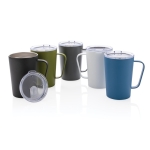 Taza térmica de acero reciclado con asa 420ml Premium Recycled color azul vista general