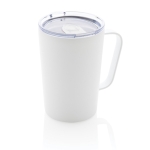 Taza térmica de acero reciclado con asa 420ml Premium Recycled color blanco séptima vista