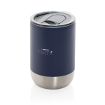 Vaso termo acero reciclado con tapa antigoteo 360ml color gris oscuro vista con logo