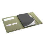 Portafolios corporativo elegante reciclado con libreta A5 Magnet RPET color verde militar séptima vista