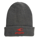 Gorro de invierno de materiales sostenibles doble de punto Impact Polylana color gris oscuro vista con logo