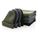 Gorro de invierno de materiales sostenibles doble de punto Impact Polylana color gris oscuro vista de impresión