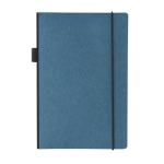Libreta con bolsillo y certificado FSC® A5 hojas a rayas Deluxe Forest color azul vista de impresión
