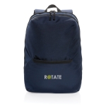 Mochila para llevar el portátil de poliéster reciclado 15,6'' Daypack color azul marino vista con logo