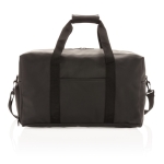 Elegante bolsa de viaje de cuero sintético con correa ajustable Smooth color negro segunda vista