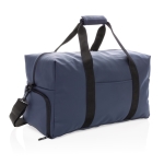 Elegante bolsa de viaje de cuero sintético con correa ajustable Smooth color azul marino