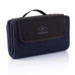 Manta plegable personalizada para picnic tejido polar 180 g/m2 color azul marino vista con logo