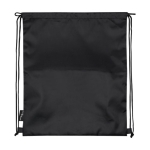 Bolsa tipo saco de RPET con cuerdas plegable y bolsillo frontal color gris tercera vista trasera