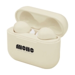 Auriculares de emparejamiento automático y micros duales Braavos color blanco roto vista impresión tampografía