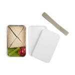 Exclusiva fiambrera de una capa RPET con banda de seguridad 700ml MIYO color blanco quinta vista