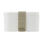 Exclusiva fiambrera de una capa RPET con banda de seguridad 700ml MIYO color blanco vista lateral