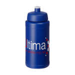 Bidón deportivo publicitario de alta calidad 500ml Baseline® color azul vista con logo