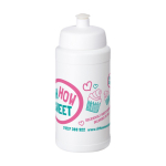 Bidón deportivo publicitario de alta calidad 500ml Baseline® color blanco vista con logo