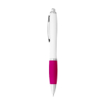 Bolígrafo barato para promocionar tu marca con tinta negra ColorBlanc color fucsia vista lateral